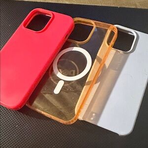 Stylish Phone Case Set - pink, Orange, and light purple for iPhone 14 Pro Max